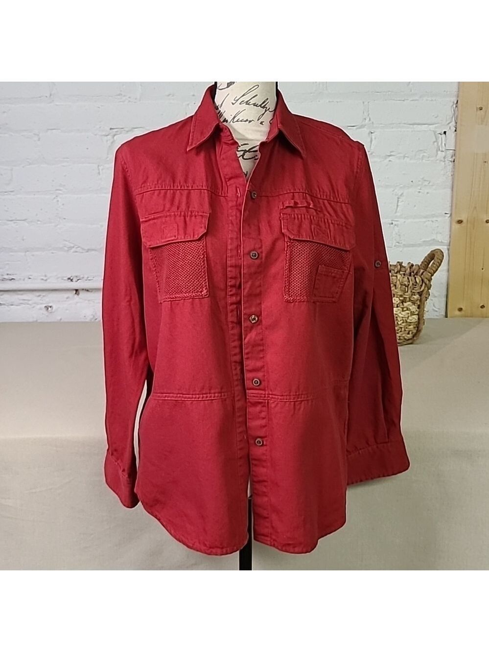 Lauren Ralph Lauren Vintage y2k Red Shirt 100 💯 Cotton Size Med